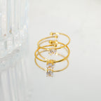 Ultra-fine Micro-inlaid Adjustable Ring Stainless Steel Plated 18K Gold