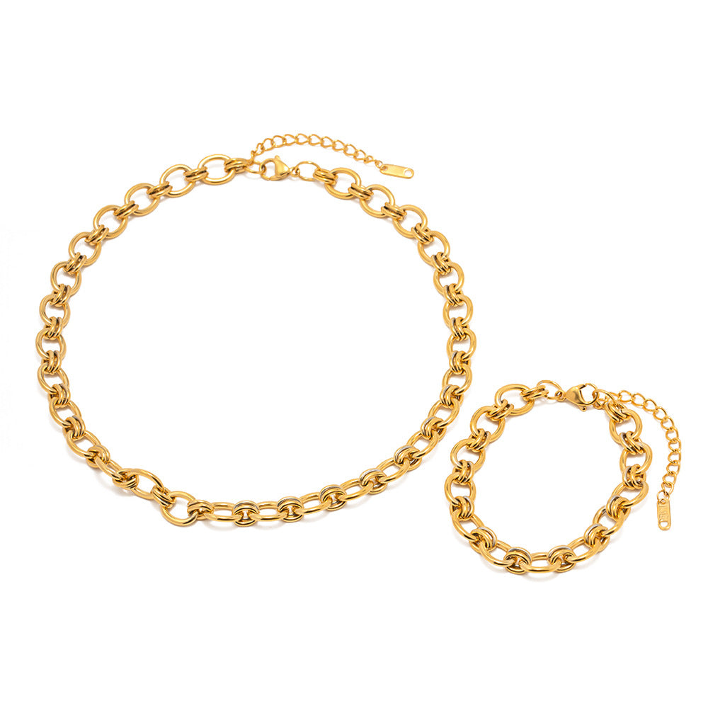 18K Gold Plated Chain Stainless Steel Bracelet Necklace