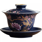Gold Magpie Happy News Ceramic Cover Bowl