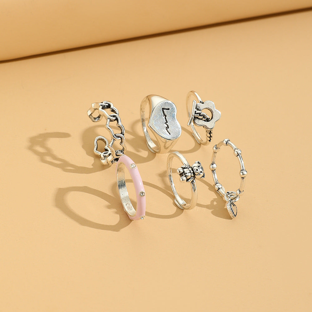 Creative Flower Chain Letter Love Ring