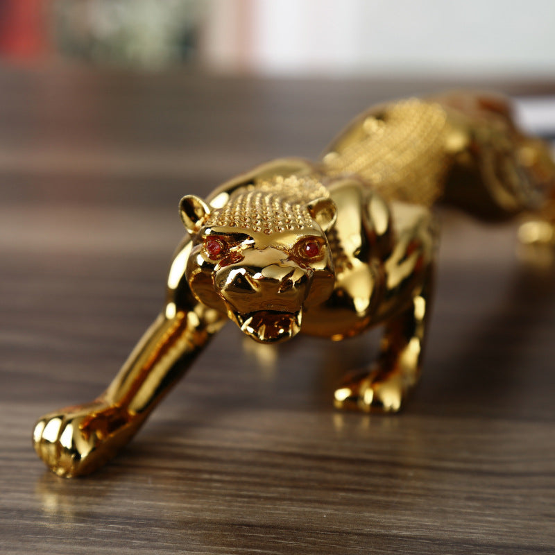 New Golden Leopard Statue, Resin Modern Sculpture Animal Home Decoration