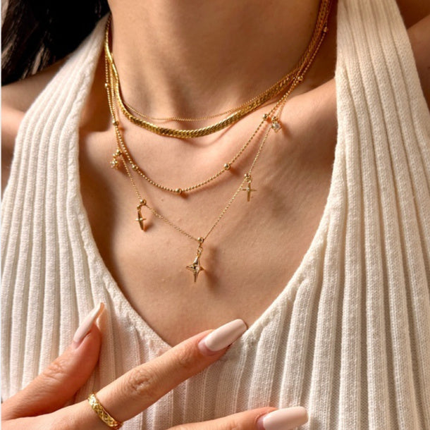 18k Gold Star Pendant Gold And Silver Necklace