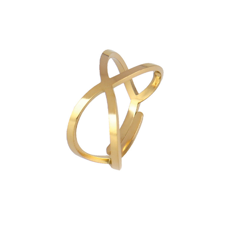 Ladies Statement Cross Line Adjustable Ring
