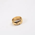 Star Zircon Inlaid Titanium Steel Electroplated 18K Gold Ring