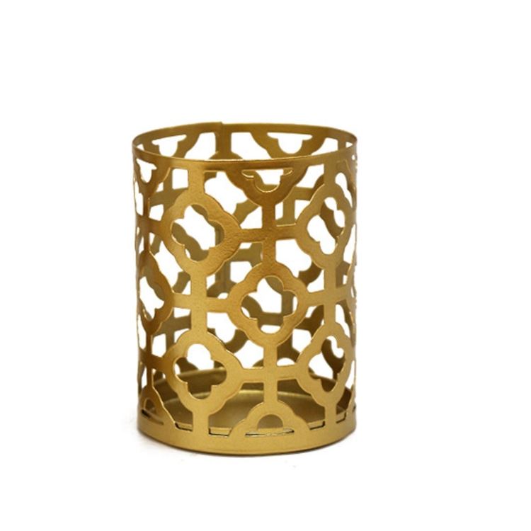 Creative Golden Geometric Hollow Wrought Iron Candle Holder