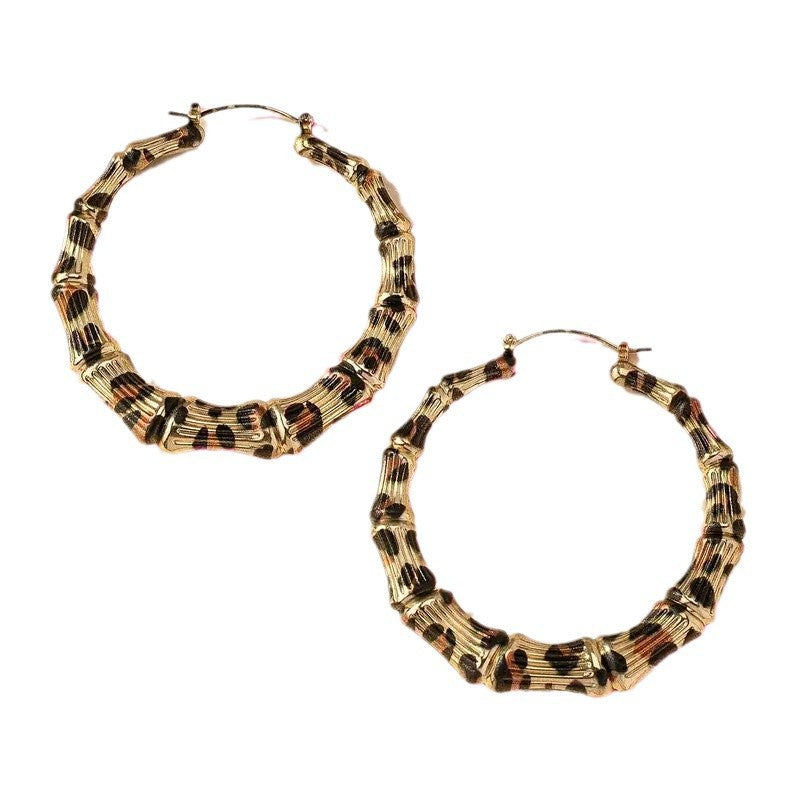 New Fashion Leopard Print Round Hoop Earrings For Women Jewelry Punk Metal Zebra Cow Big Circle Earring Female Party Gifts